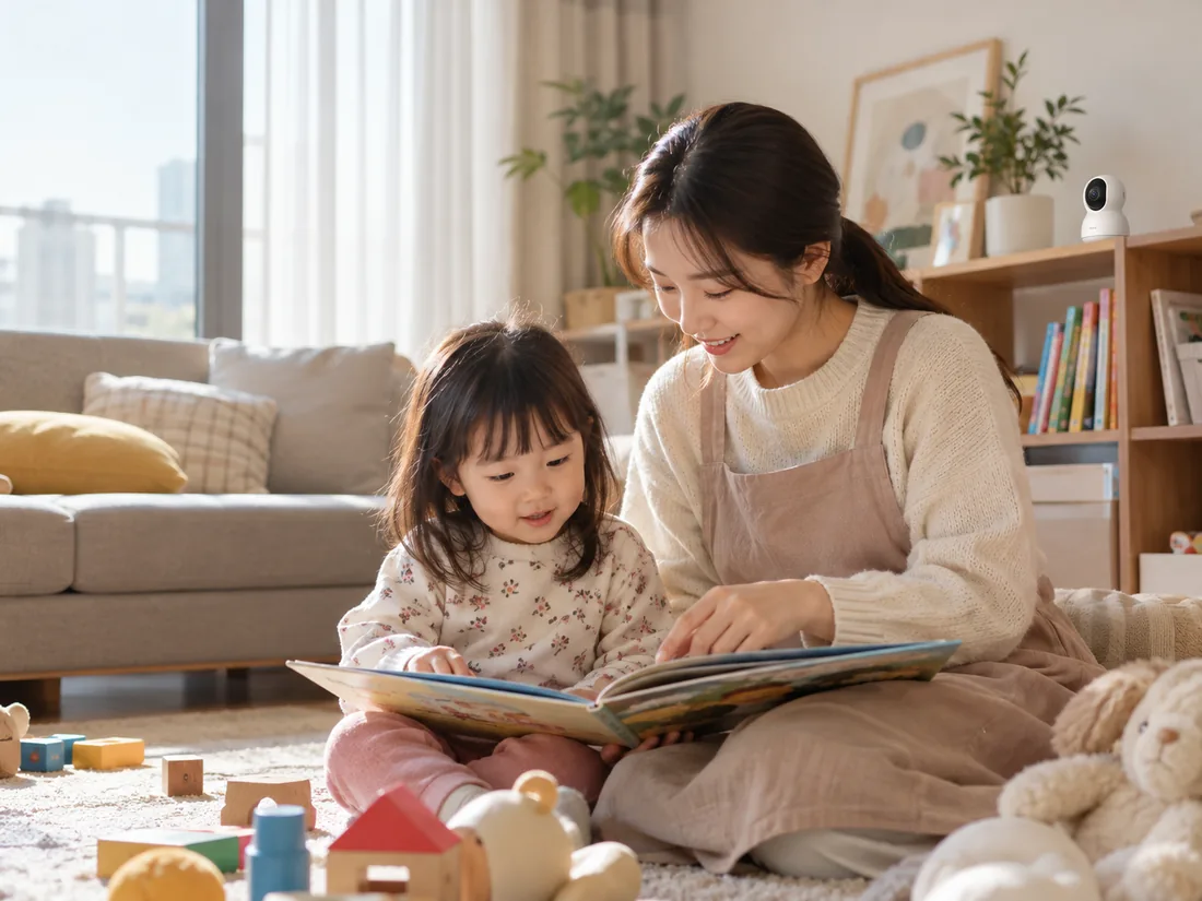 아이 돌봄 공간의 보안 확인 상황 예시